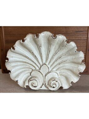 CAST IRON SEASHELL Door Stop  Rusty White  . Cottage Heavy